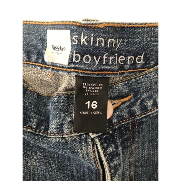 Mossimo Jeans Size 16 Blue Skinny Boyfriend Mid Rise Dark Wash Denim Distressed - Picture 5 of 7